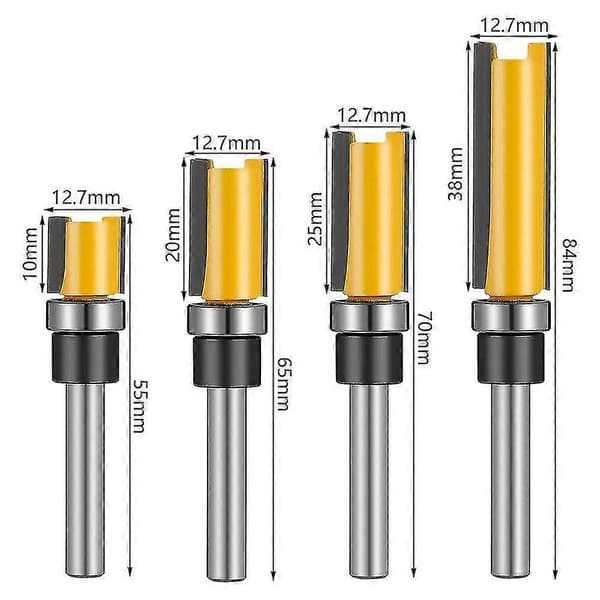 4-pack F Fräsbits Med 12.7mm Skaft 1/4\" Fräsbits Fräsbits Frässkärspår Fräsbits #YoGu