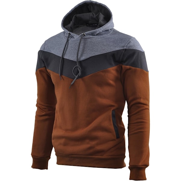 Herre Nyhed Farveblok Hoodies Hyggelig Sport Outwear Brown XXL