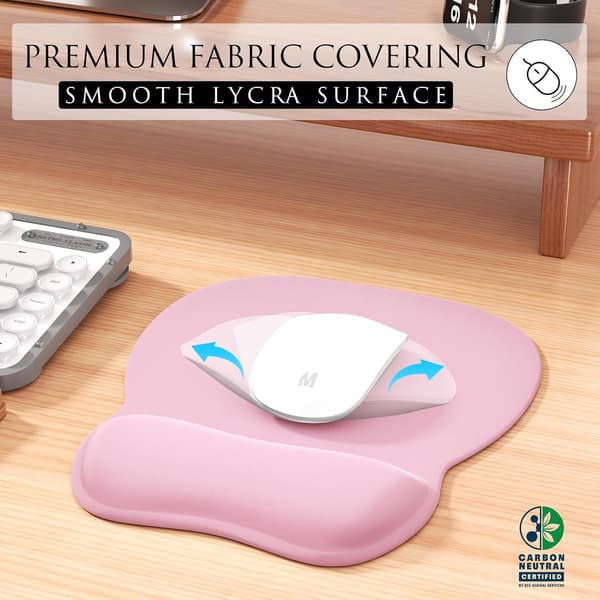 Ergonomisk musematte med håndleddstøtte i minneskum, komfortabel musematte for bærbar PC, smertelindrende håndleddstøtte Pure Pink