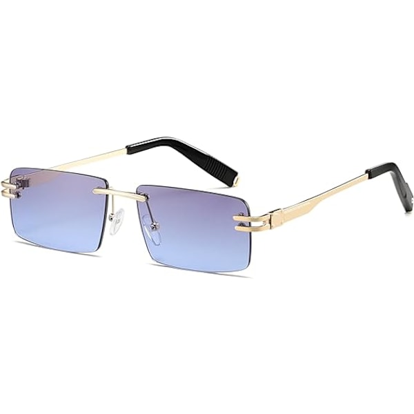 Gafas de sol retro sin montura para hombres y mujeres, gafas de sol rectangulares con montura ultrapequeña, gafas transparentes