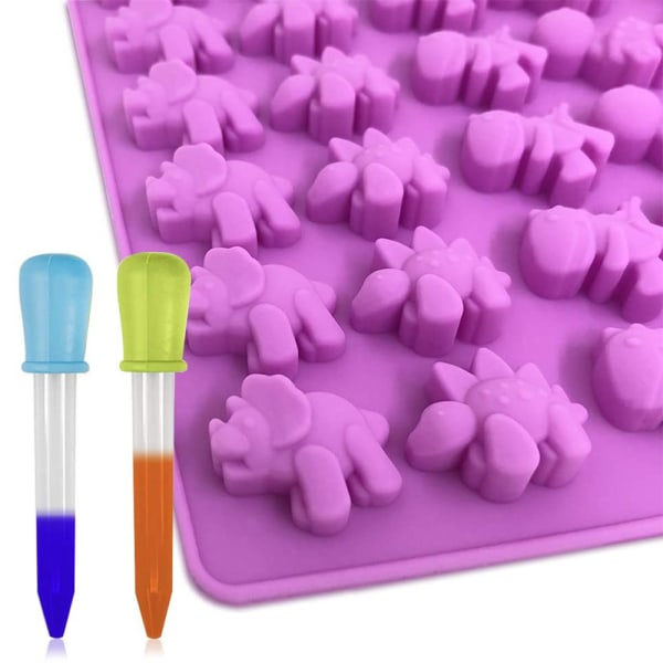 Mini 48 forme med søde små dinosaurformer, bløde forme med pipette