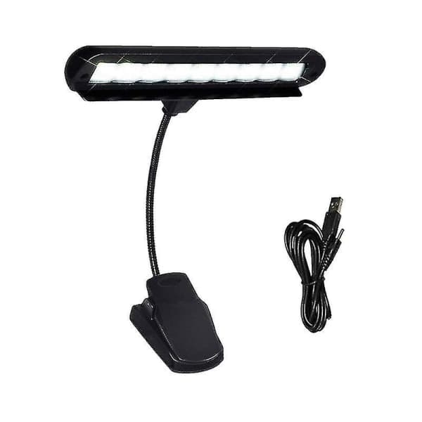 Kiinnitettävä nuottitelinevalo 9 LED-valolla, täysin säädettävä, virtajohdolla (ilman paristoja, musta)
