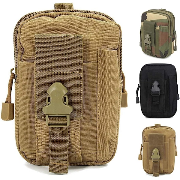 ZhaoCo Tactical Molle -pussi, kompakti vyölaukku, sotilasarmeijan EDC-pussi, vyölaukku, fanny-pakkaukset urheiluun, vaellukseen, retkeilyyn Khaki