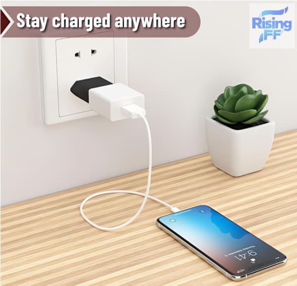 iPhone Lader - Hurtiglader Hode + Kabel 20W USB-C + EU til US Adapter, Hvit 2-Pakning (med Oppbevaringspose for Lader)