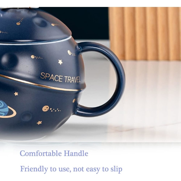 Kawaii Astronaut Kop, Rumkop med Rummet, Sød Keramisk Kaffe Kops, Nyhedskrus med Låg og Ske til Kaffe, Te, Mælk Dark Blue