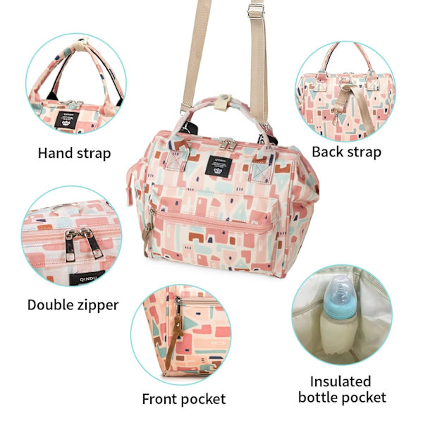 Lille pusletaske, minipusletaske og skuldertaske til pusle med isoleret lomme Camouflage Pink