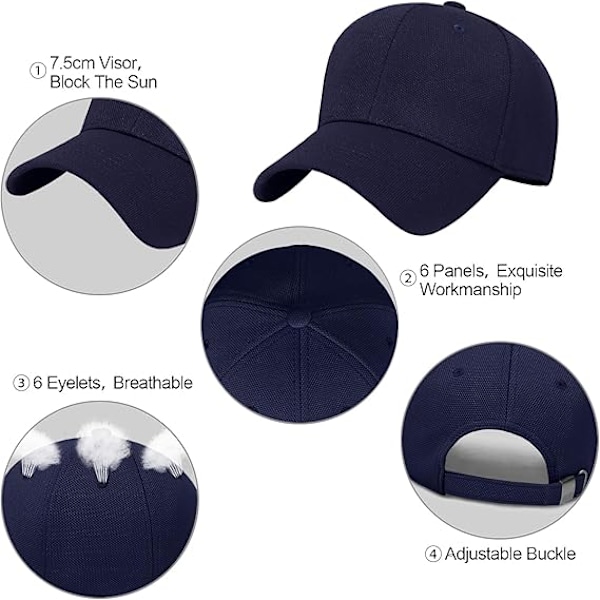 Simpel baseballkasket, unisex justerbar åndbar anti-UV udendørs rejse solhat golfkasket. Til udflugter.