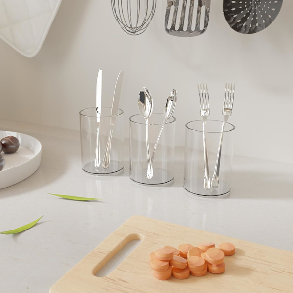 Akryl Penneholder, 2 Pak Desktop Blyantkop Stationær Organizer til Kontor Desk Tilbehør, Rund Makeup Pensel Opbevaring til Hjemmet, Bestik Opbevaring