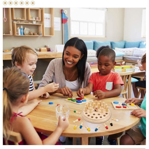 Träminnes schackmatchningsspel: Familjesällskapsspel för barn och vuxna, Montessori förskoleinlärning pedagogisk leksak
