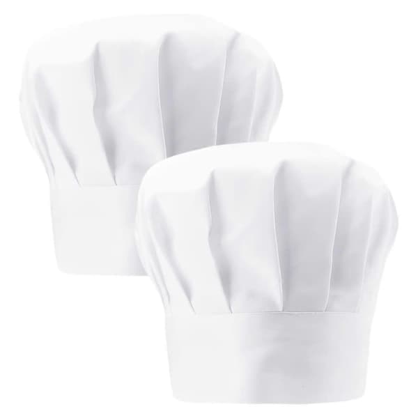 2-pack Vit Kockmössa Vuxen Unisex Kockmössa Justerbar Kockmössa Män Kvinnor Kockmössa med Elastiskt Band