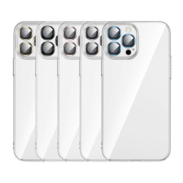 Transparent PC-telefoncover med linsefilm til iPhone 13 Pro