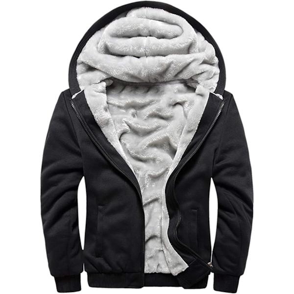 Miesten pullover-fleecevuorattu sherpa-takki, talviharjoitteluun sopiva fleece-huppari, vetoketjullinen villainen lämmin paksu takki 11black L
