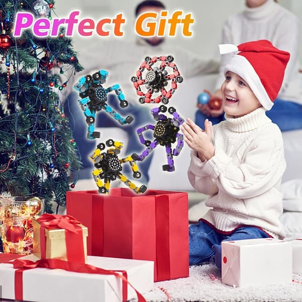 Transformable Fidget Spinners 4 stk. til Børn og Voksne Stress Relief Sensorisk Legetøj til Drenge og Piger Fingerspids Gyro til ADHD Autisme