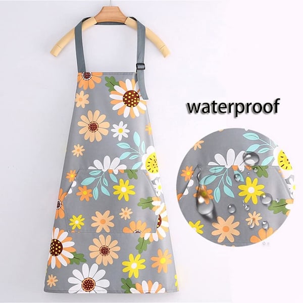 Køkkenforklæder til kvinder og mænd 2-pak justerbar vandtæt madlavningsforklæde med lommer, kokkeforklæder til madlavning bagning havearbejde grill 2stk 2pcs sunflower pattern aprons