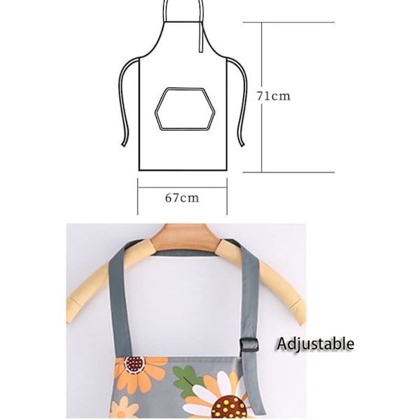 Køkkenforklæder til kvinder og mænd 2-pak justerbar vandtæt madlavningsforklæde med lommer, kokkeforklæder til madlavning bagning havearbejde grill 2stk 2pcs sunflower pattern aprons