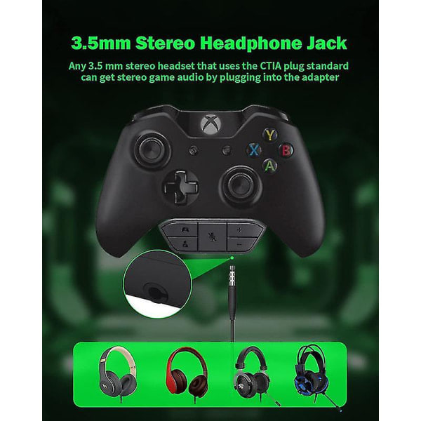 Stereo Headset Adapter Lyd Mikrofon Hodetelefon Konverter for Xbox Juster Lydbalanse
