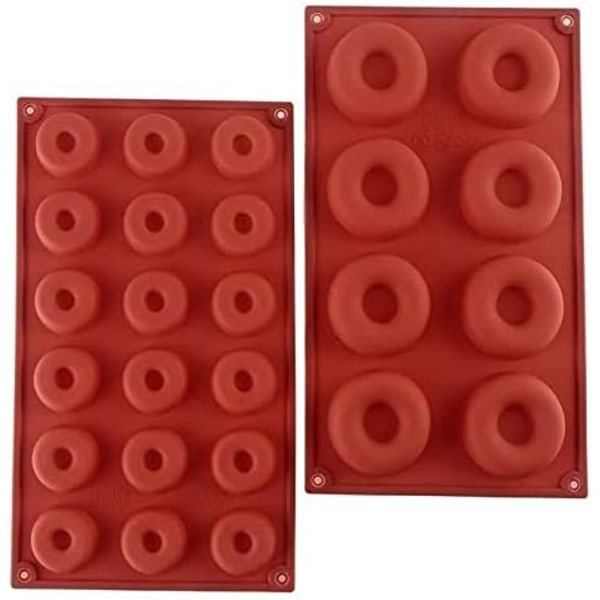 2 kpl silikonidonutssi-muottisarjaa, tarttumattomat lämmönkestävät pannut (8 onteloa ja 18 onteloa)