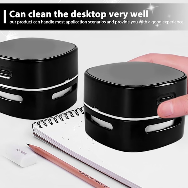 ®RisingFF Mini støvsuger, mini bordstøvsuger genopladelig via USB, kraftig 360° rotation, trådløs håndstøvsuger