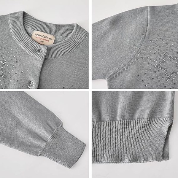 Grå långärmad stickad tröja i bomull med polokrage /110cm gray