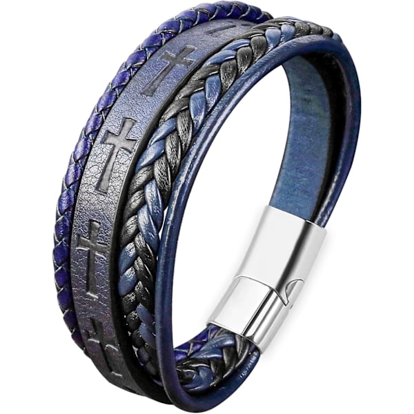 Läderarmband för män, armband för män, järnarmband för män, armband i rostfritt stål för män, vikingarmband J