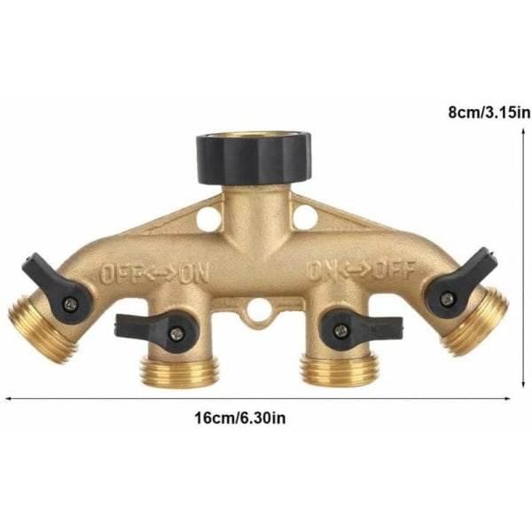 Koppar 4-vägs kulventil vattenfördelare biltvätt kran (europeisk gänga) vit