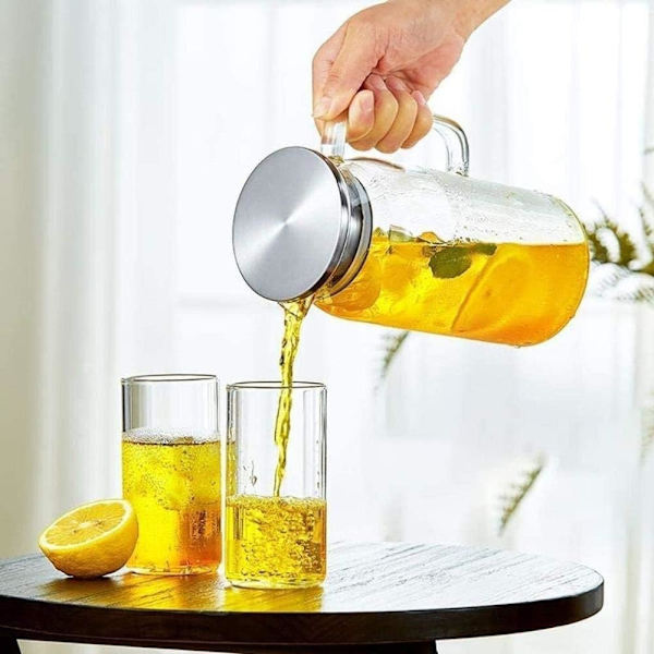 Borosilikatglas Vandkande Saftkande Karaffel med låg Børste til varmt/koldt vand Iste 1200ml