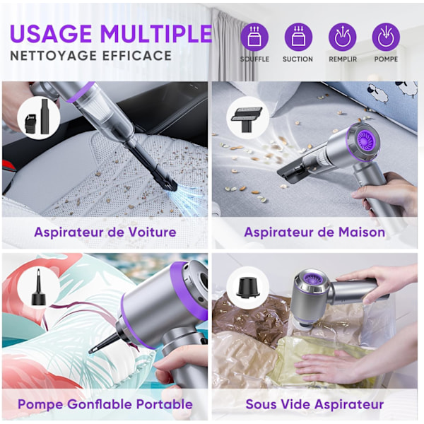 ®RisingFF Tehokas autonimuri, mini-imuri johdoton 20 000 PA, 4-in-1, 3 nopeutta, HEPA-suodattimella