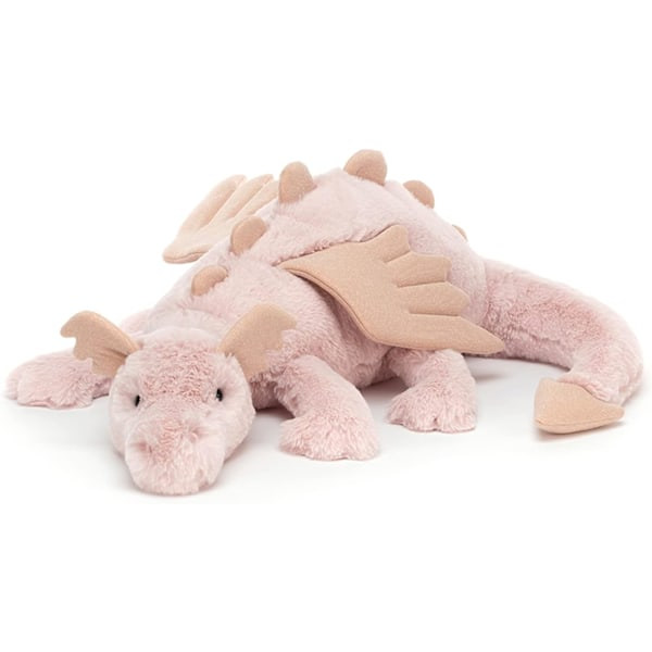 Jellycat Stor Rosa Drage Plysjleke 66cm, Mytisk Myk Leke, Klassisk Barnegave, Fantasy Kosedyr Rosa Utgave rosa pink