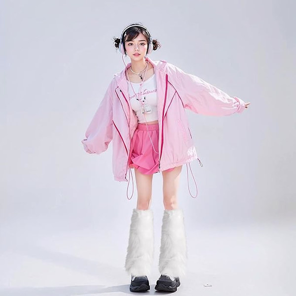 Faux päls fuzzy benvärmare lurviga stövlar omslag för kvinnor varma fuzzy boot cuff boot ärmar benvärmare för festdräkter White