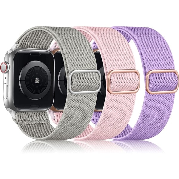 3-pack stretchiga Solo Loop-band kompatibla med Apple Grå/Rosa Sand/Lila 42mm/44mm/45mm/49mm Gray/Pink Sand/Lilac 42mm/44mm/45mm/49mm