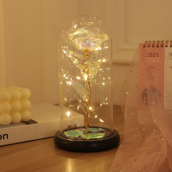Eternal Flower Glas Lampeskærm Rose - Kreativ gave - Valentinsdag - smuk gave Fancy white