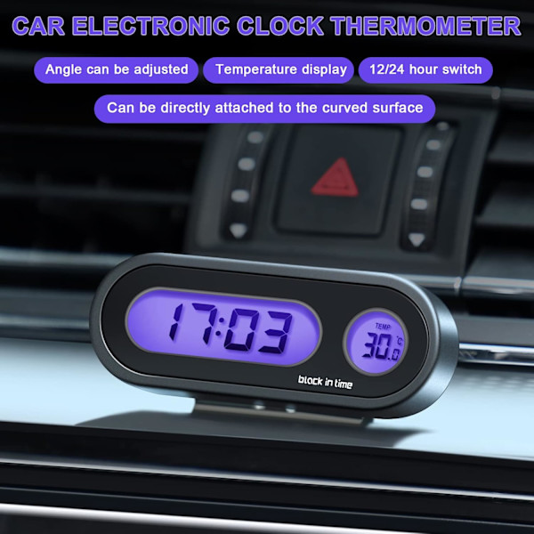 Pack Car Digital Klocka, 2 i 1 Digital Klocka med Termometer för Bilinstrumentbräda