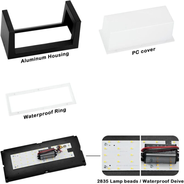 Balkonlampe (Y040 dual PC cover 12W+varm hvid) vit