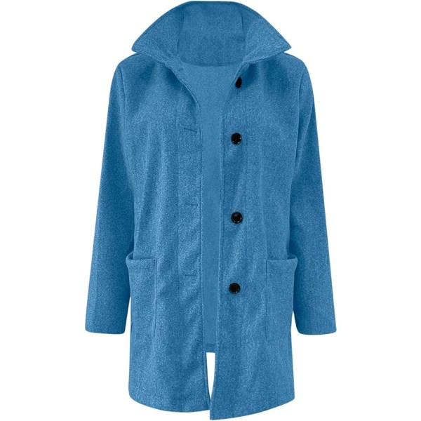 Himmelblå kvinders ensfarvede casual cardigan dunjakkejakke /M Sky blue M