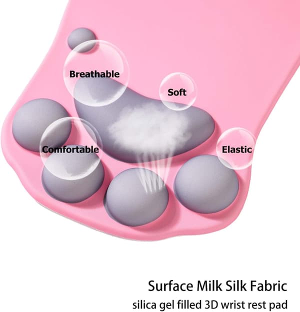 Musematte med kattepote, ergonomisk musematte, musematte i silikongel, søt musematte, Kawaii musematte, for hjem/kontor/spilling, musematte grønn og gul Pink&Grey