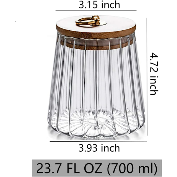 Glasskrukker for kaffe, nøtter, lufttett beholder, dekorativ beholder med bambuslokk (22oz)