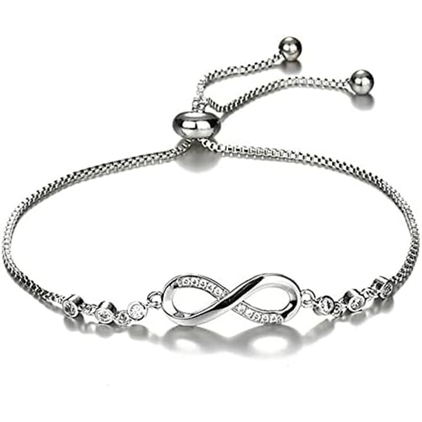 Pulsera Mujer Plata de Ley 925 Infinito Amor Pulseras de Zirconia Cúbica Corazón,Pulsera Mujer Plata de Ley 925 Infinito Pulseras Ajustable