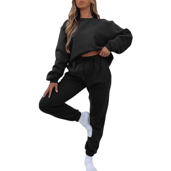 Musta villapaita ja lenkkeilyhousut /XL naisille black XL