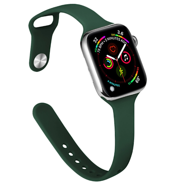 Passer til Apple Watch 38/40/41, 42/44/45/49mm ultra-tynn stilig silikonestropp, slankende stropp green 38/40/41mm