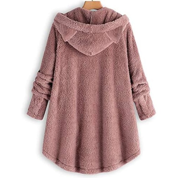 Rosa damfleece Enfärgad varm klassisk tröja /XL pink XL