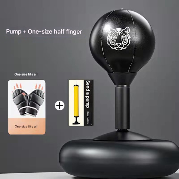 Boxningshastighetsboll för skrivbord med sugkopp, avlastningsboll för barn och vuxna, träningsboll för reaktionsmål, träningsutrustning black