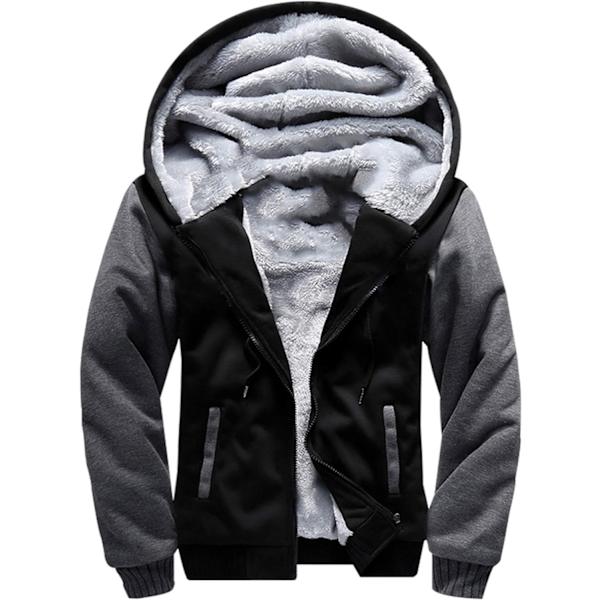 Herre Pullover Termisk Sherpa Foret Jakker Vinter Træning Fleece Hoodie Lynlås Uld Varme Tykke Frakker Ydertøj 02black S
