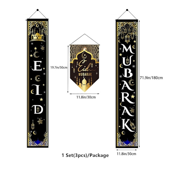 Eid Mubarak Dørbanner for Dørbannere, Dekorasjoner, Verandabannere, Inngangsdør, Skilt,