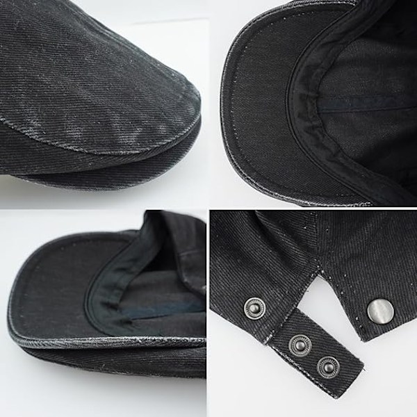 Herr Vintage Flat Cap Irländsk Newsboy Hatt Jakt Cabbie Hatt Justerbar Bomull Andningsbar Peaky Cap Basker Sommarhattar Black