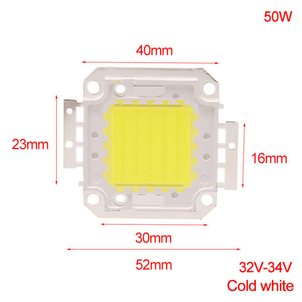 COB LED Chip Lights SMD-lampe 100W 50W 30W 20W 10W strålkastare 50W-Kold hvid