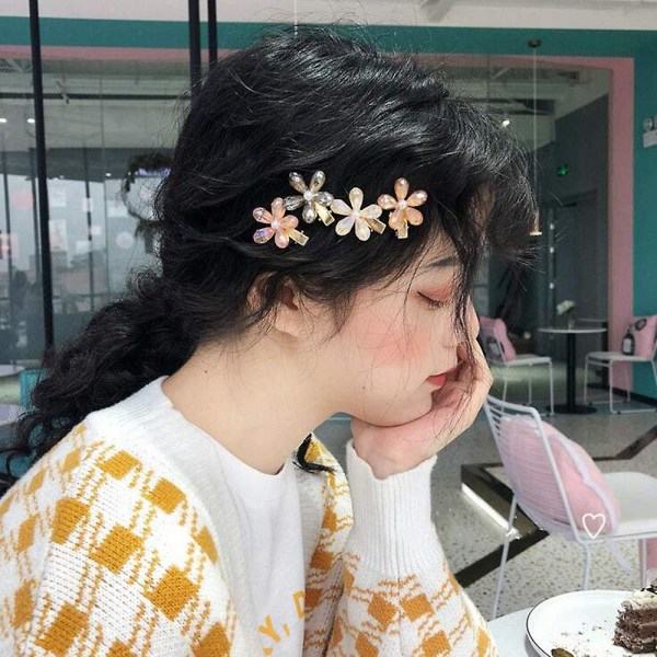 12 stk. Krystalhårklemmer Perler Alligator Hårnåle Små Mini Blomster Barretter til Kvinder og Piger Hårtilbehør