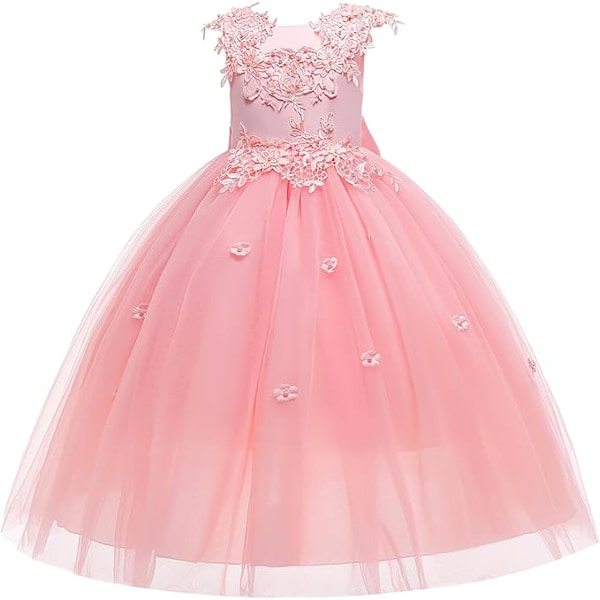 Piger 120cm festkjole, piger prinsessekjole, bryllup, pink/hvid/blå børne tylkjole