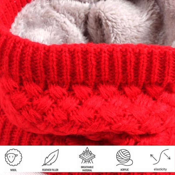 Ullskjerf, allsidig plysjskjerf, ensfarget pullover, tykt varmt skjerf, rød