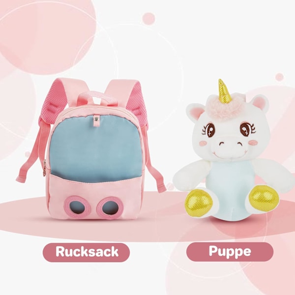 Pieni lasten reppu, irrotettava pehmolelu reppu päiväkotiin, yksisarvinen reppu Rosa