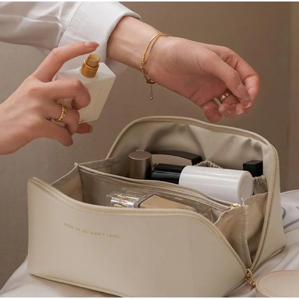 Makeup Taske/Organiser - Rejsevenlig Bærbar Makeup Opbevaringstaske Mocha Brown